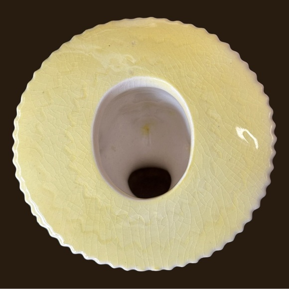 Vintage Lady Head Vase in Wide Brimmed Yellow Sunhat - Picture 11 of 13